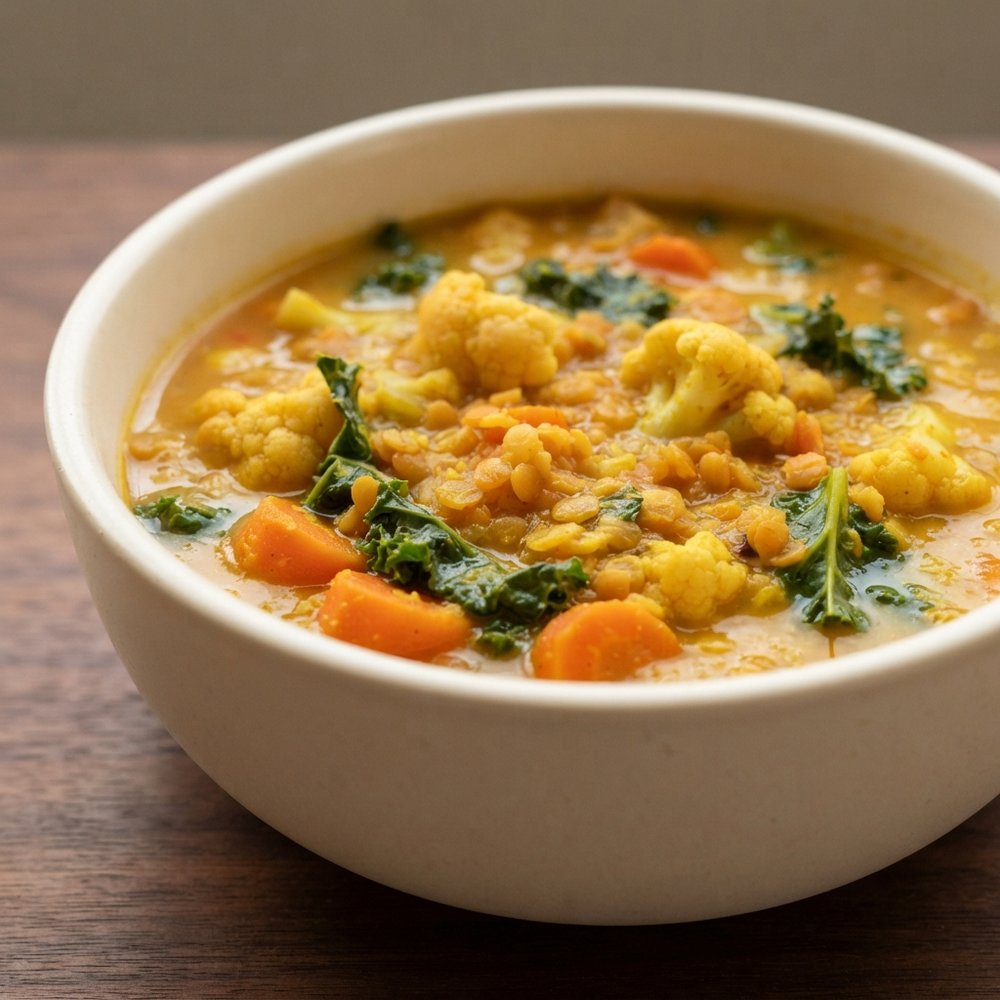 Curried Red Lentil and Cauliflower Soup