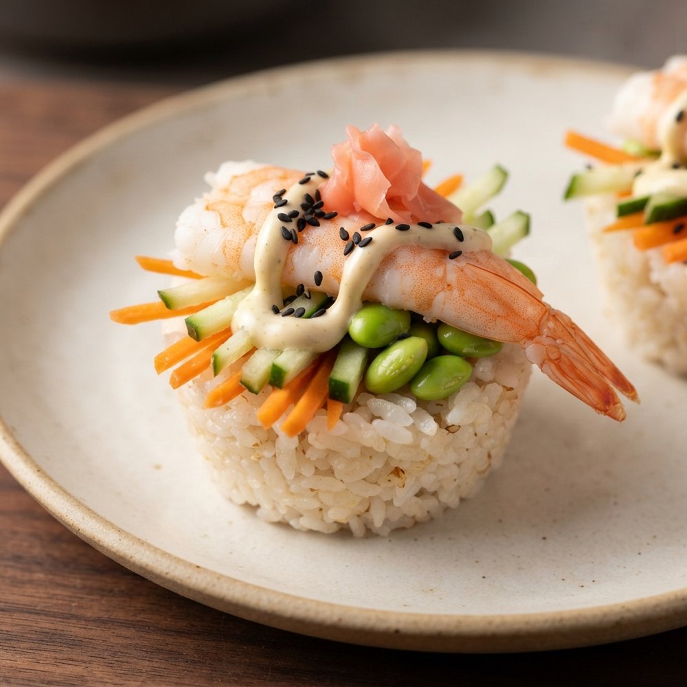 Shrimp and Wasabi Sushi Rice Bites