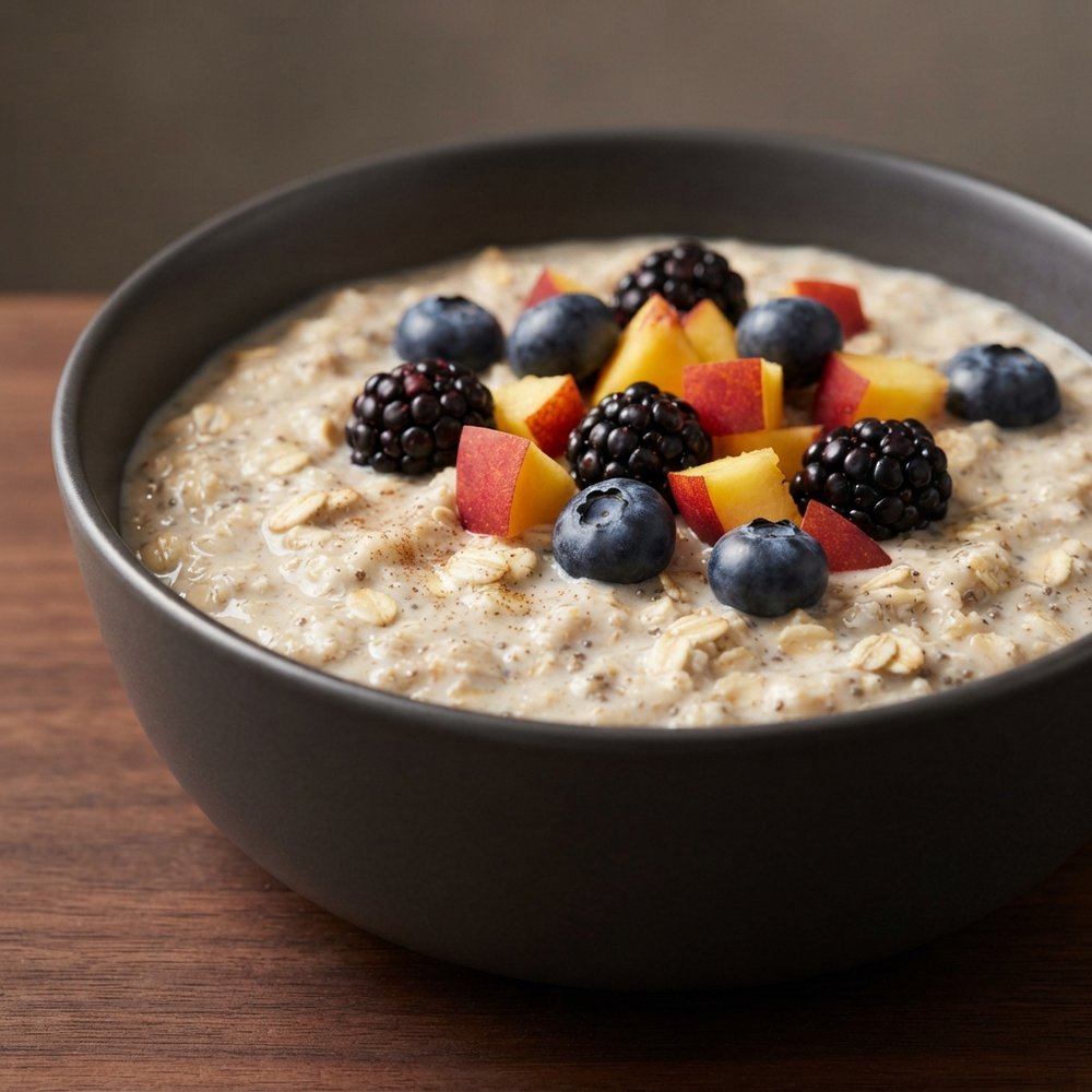Plant-Based Overnight Oats with Chia and Fresh Fruit