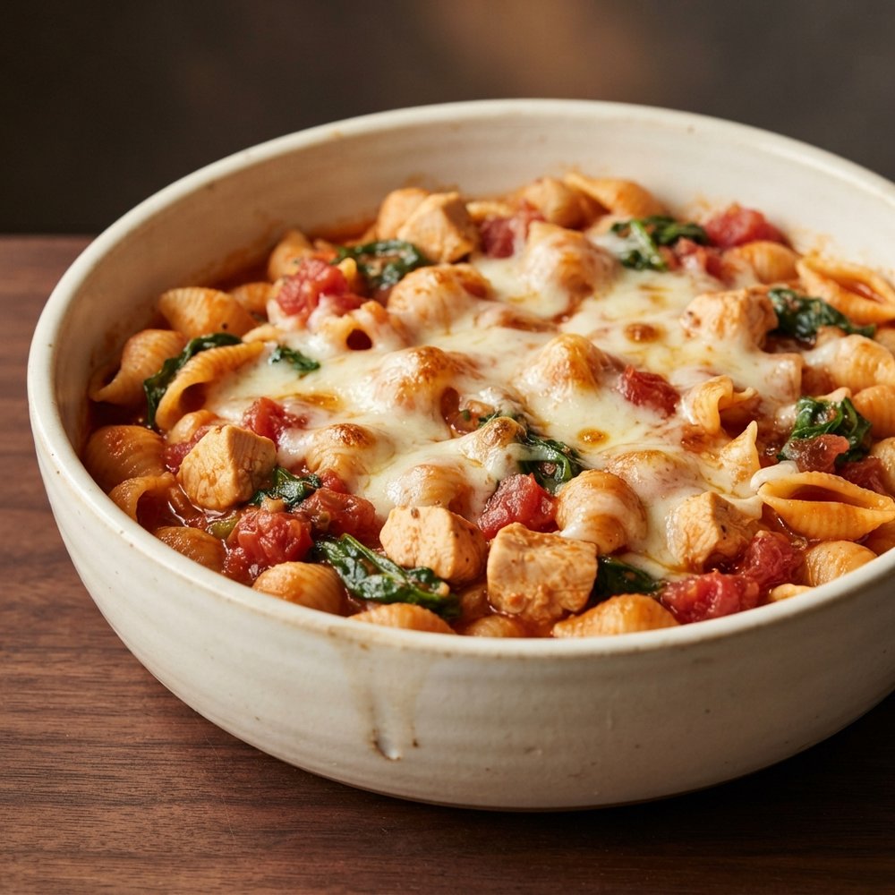 Skillet Italian Chicken with Pasta and Spinach
