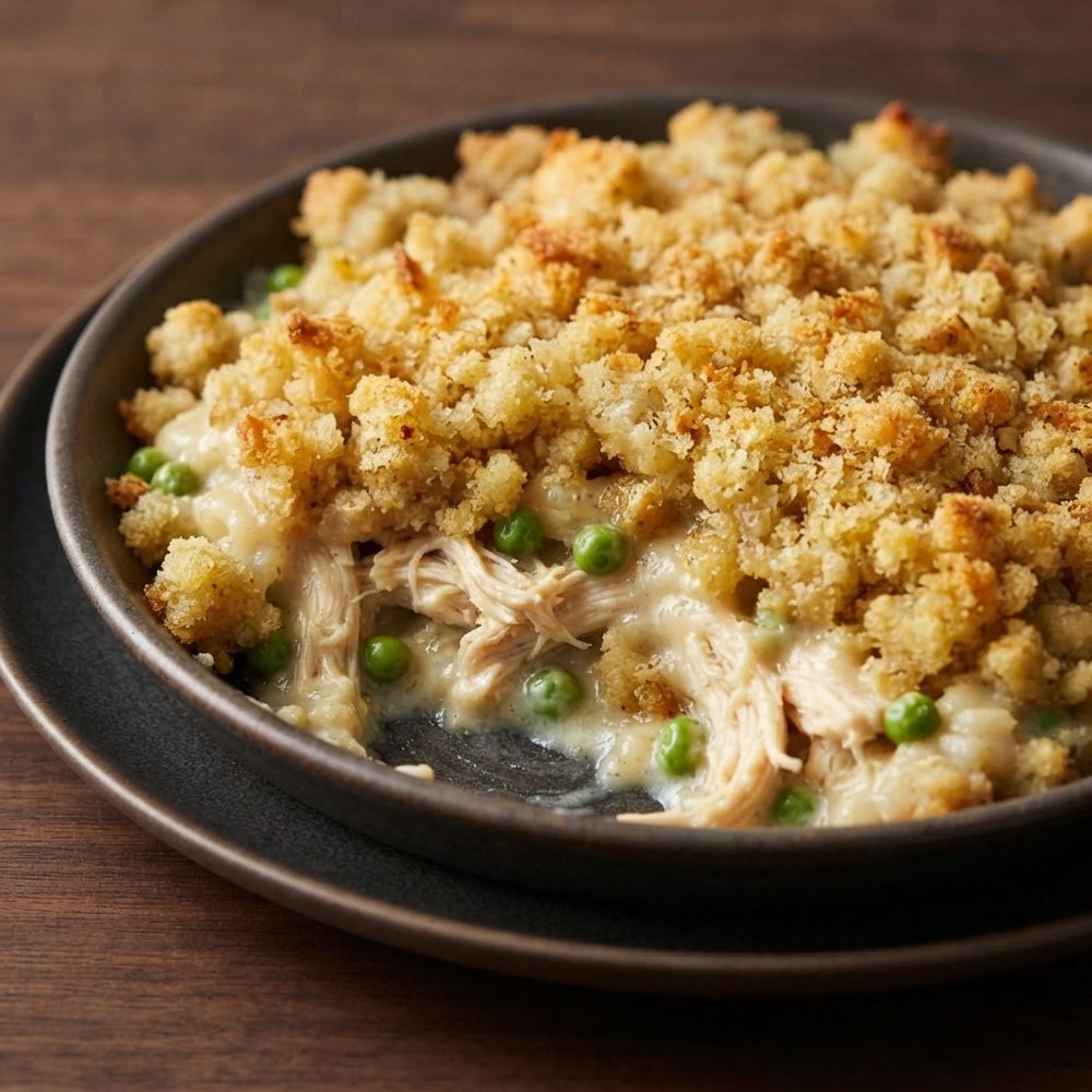 Creamy Shredded Chicken Stuffing Casserole