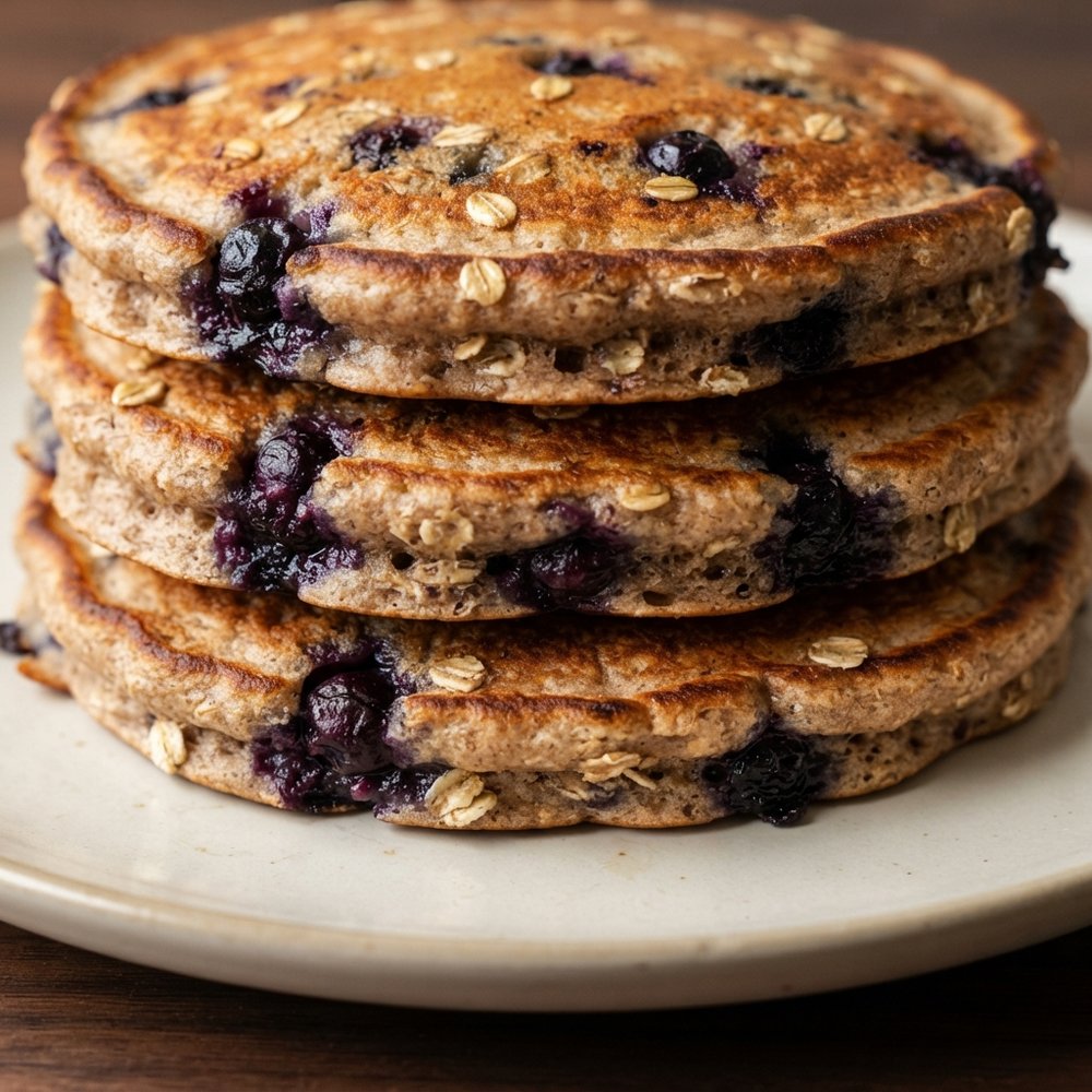 Blueberry Pancakes with Oats and Whole Wheat Flour