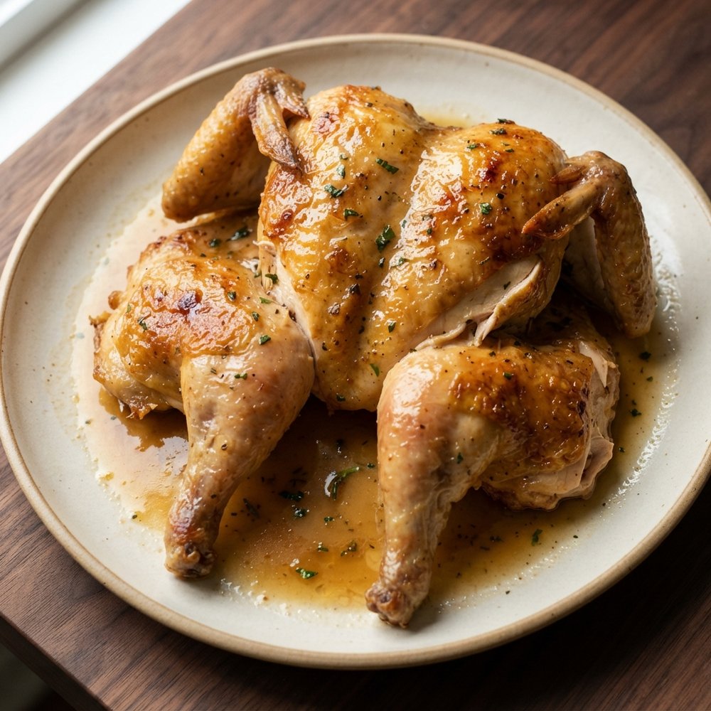 Spatchcocked Roast Chicken with Lemon and Rosemary