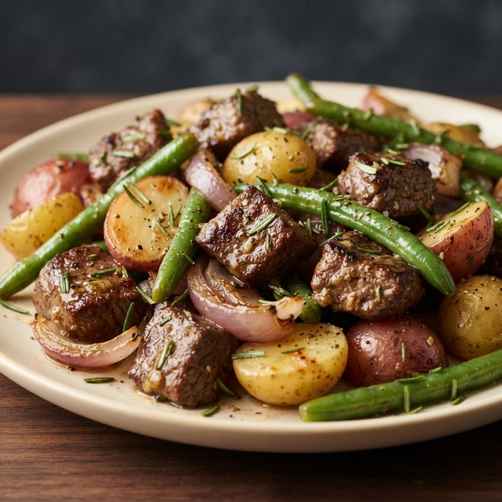 One-Pan Garlic Butter Steak Bites with Vegetables