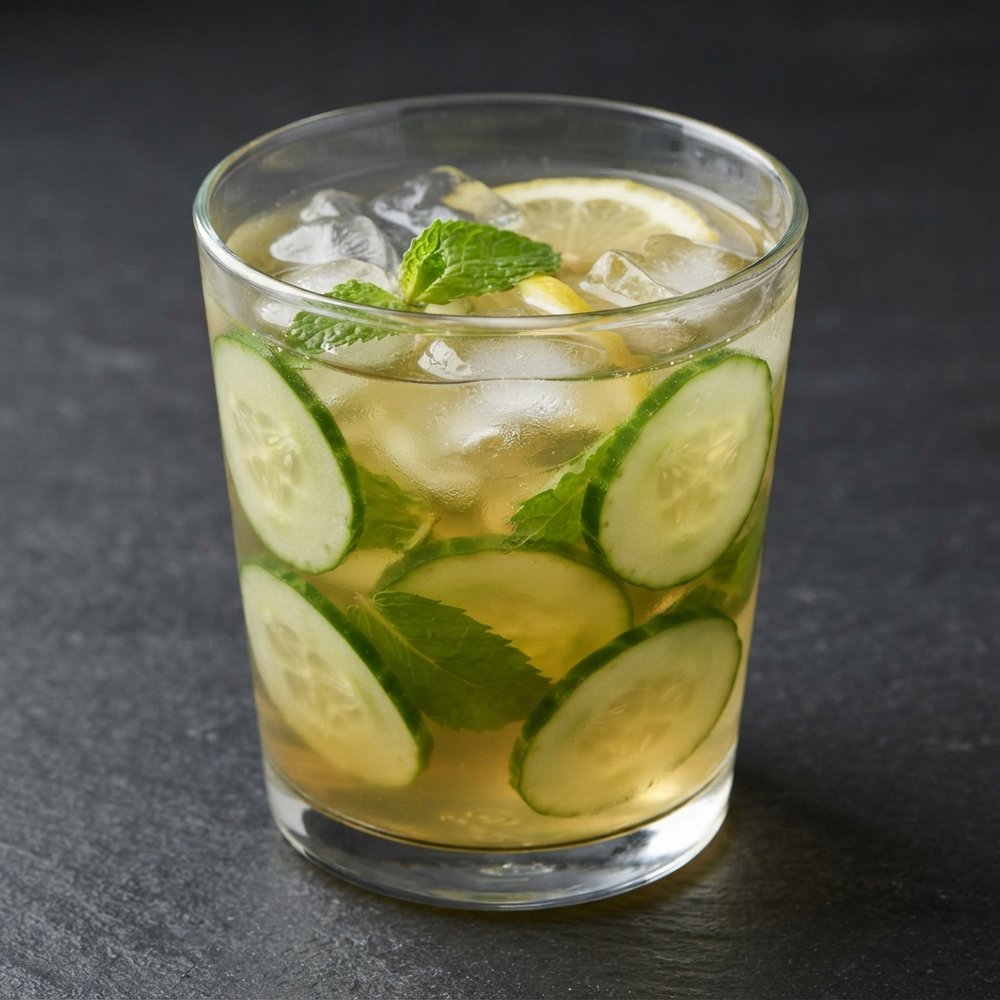 Iced Green Tea with Cucumber and Mint