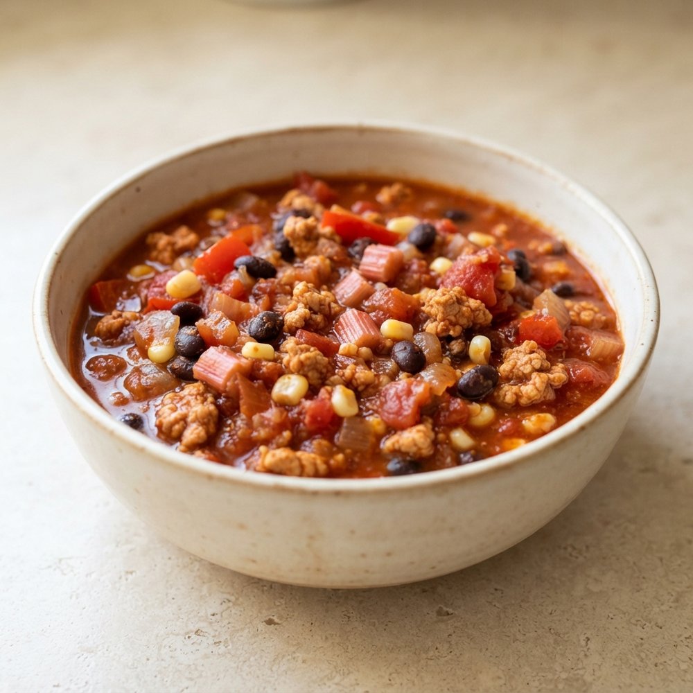 Turkey and Rhubarb Bean Chili