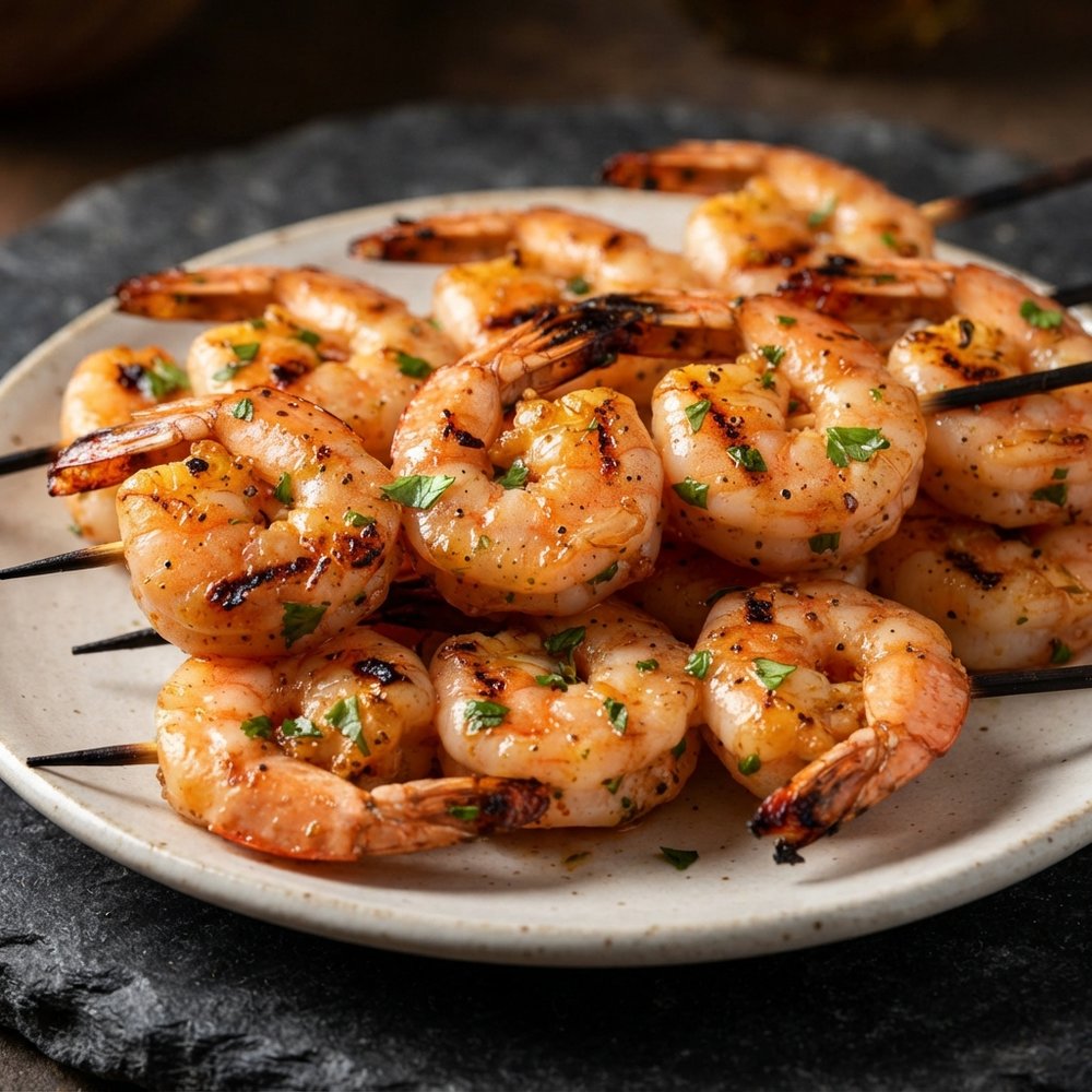 Marinated Shrimp Skewers on the Grill