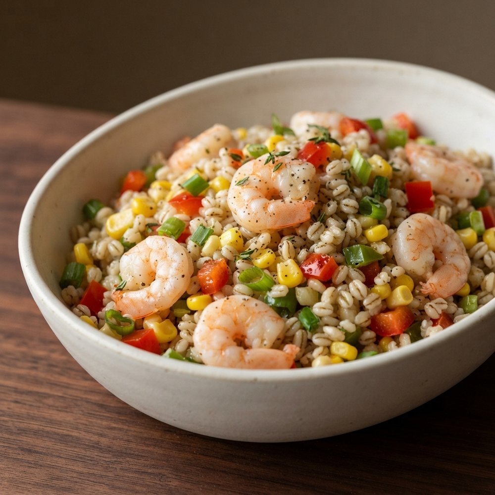 Corn, Shrimp, and Barley Salad