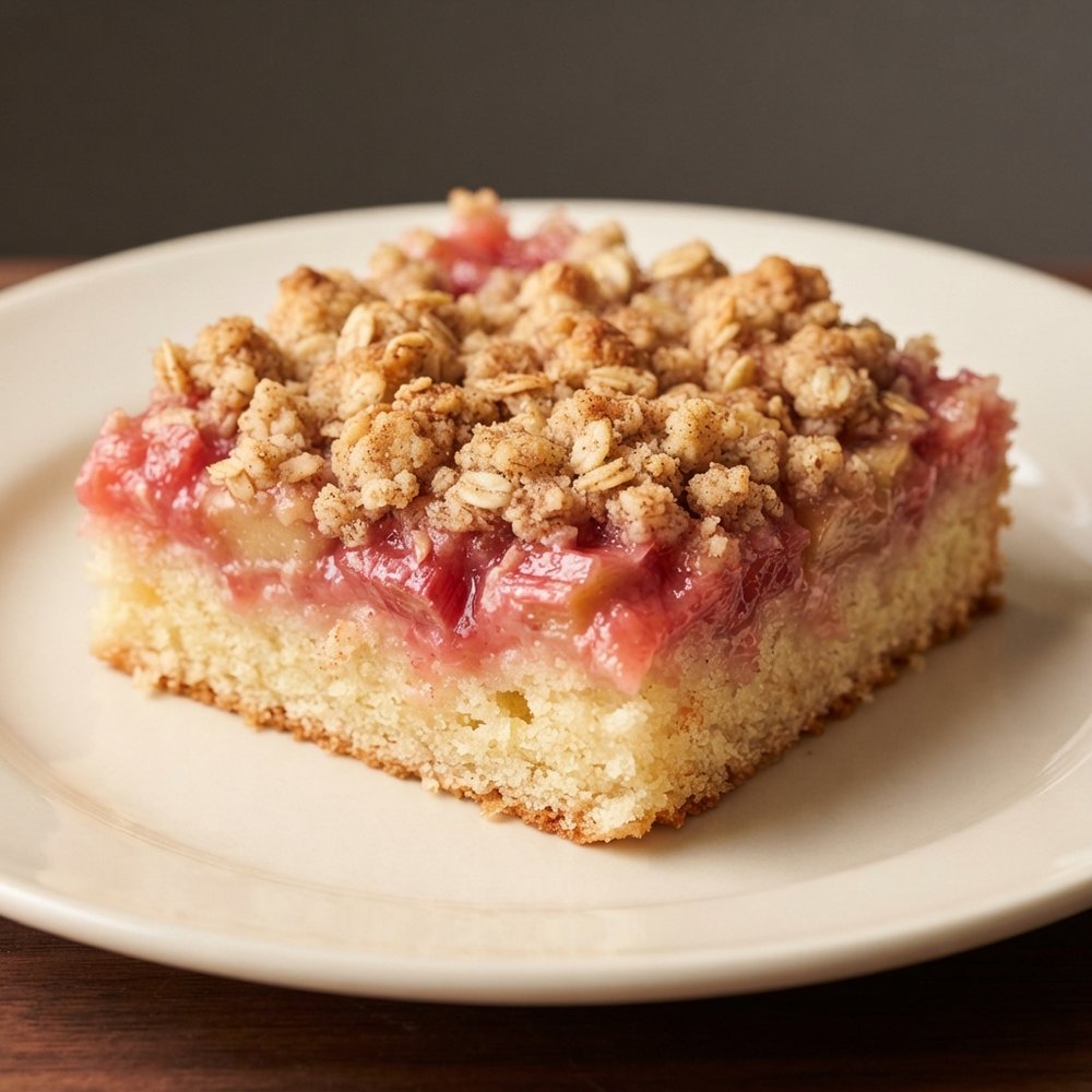 Rhubarb-Apple Compote Crumble Cake