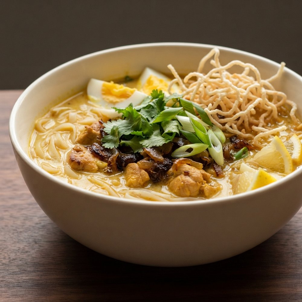 Ohn No Khao Swe: Burmese Chicken Coconut Noodle Soup