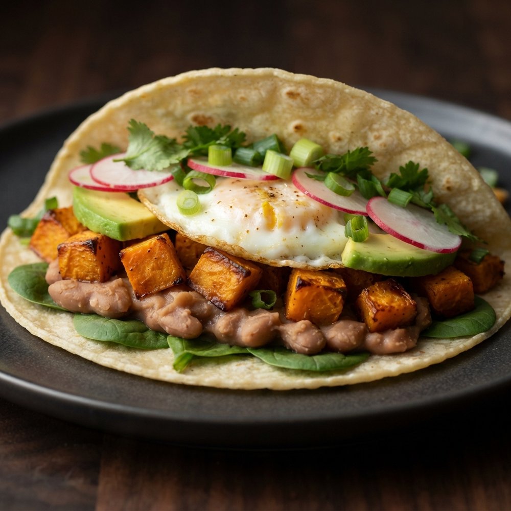 Sweet Potato and Pinto Bean Morning Tacos