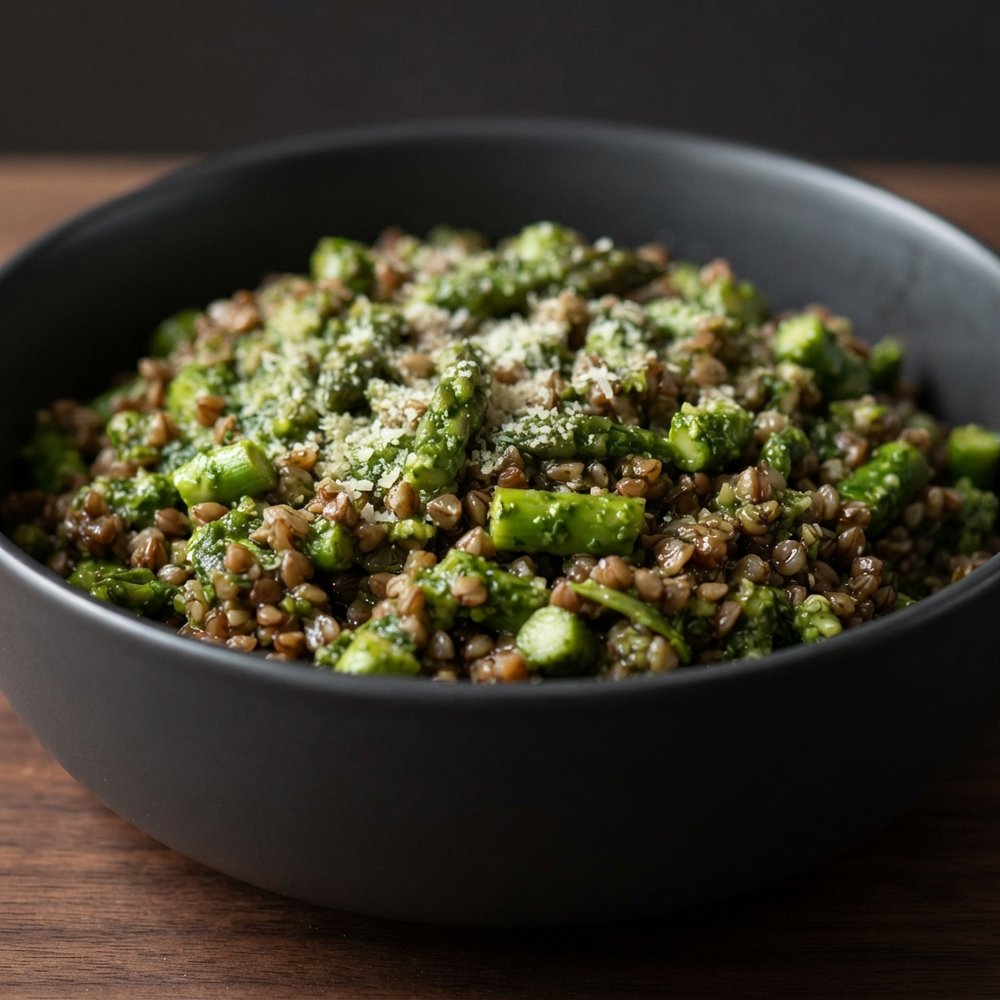 Gluten-Free Buckwheat, Asparagus, and Pesto Salad