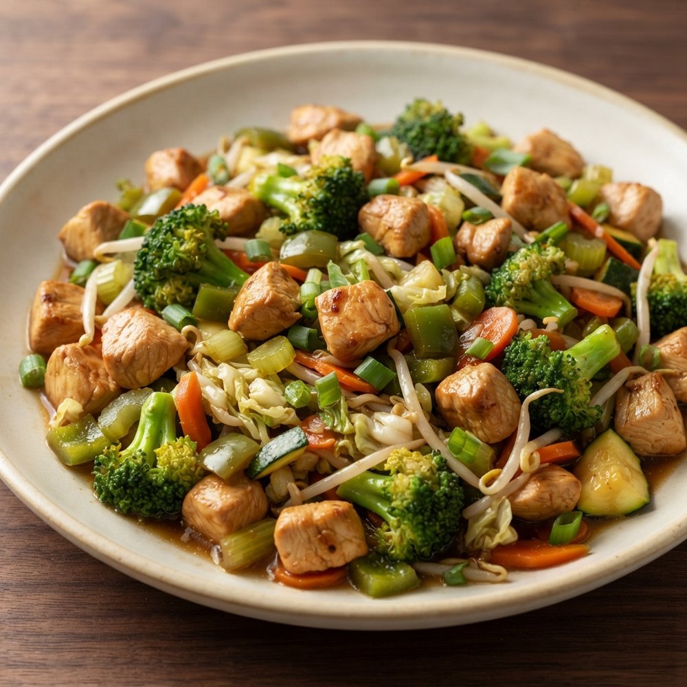 Mixed Vegetable Stir-Fry with Chicken or Pork