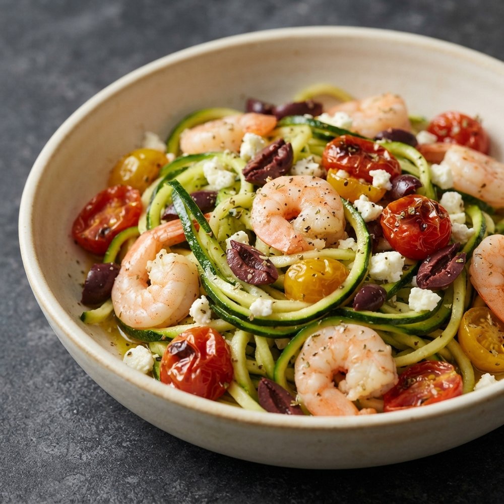 Mediterranean Zoodles with Shrimp
