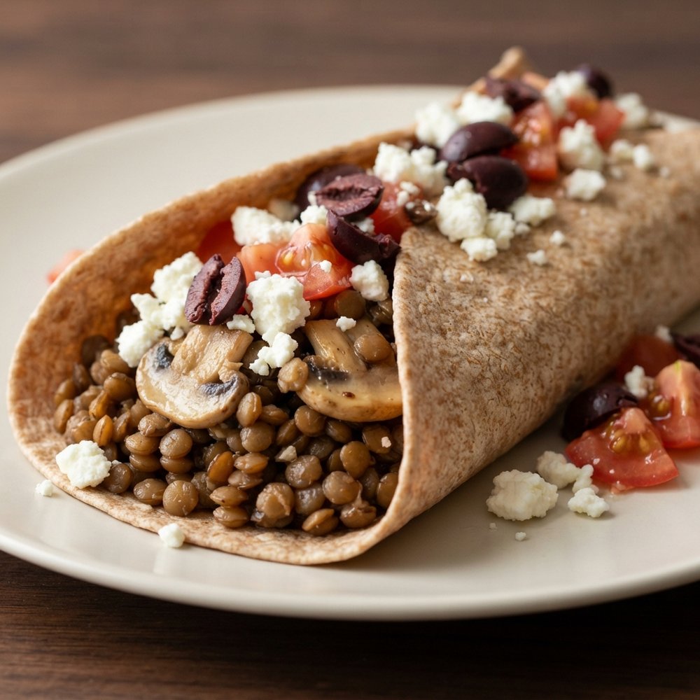 Simple Lentil and Feta Tortilla Wraps