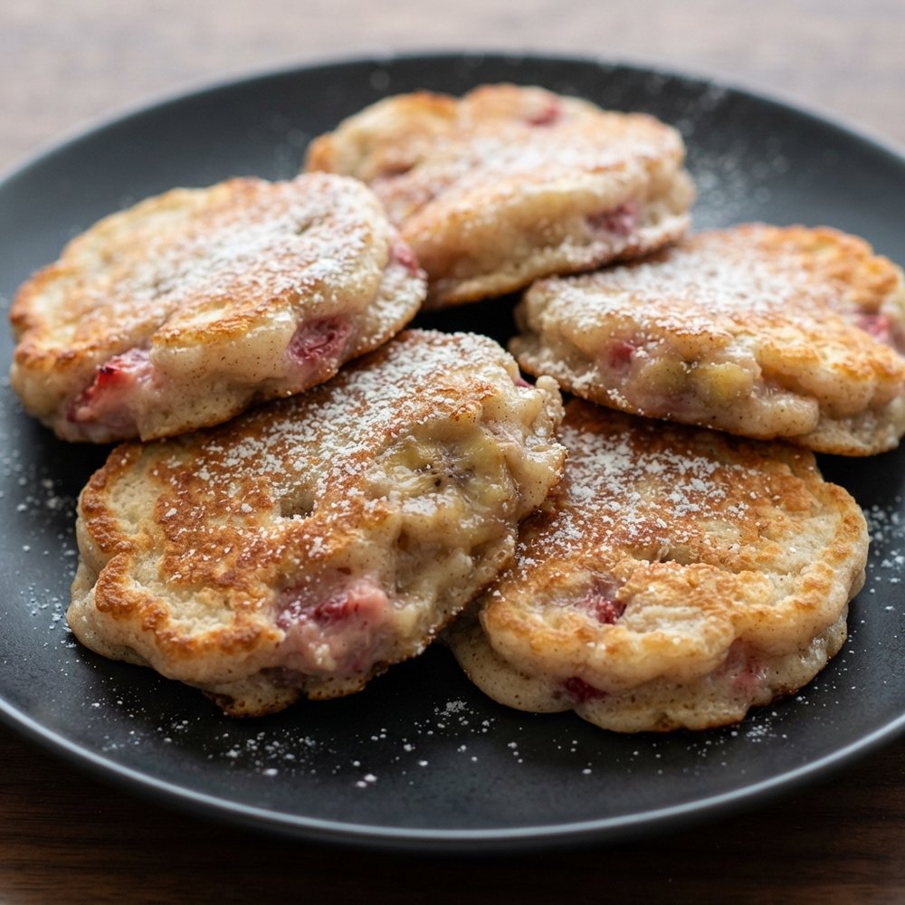 Banana–Strawberry Breakfast Fritters
