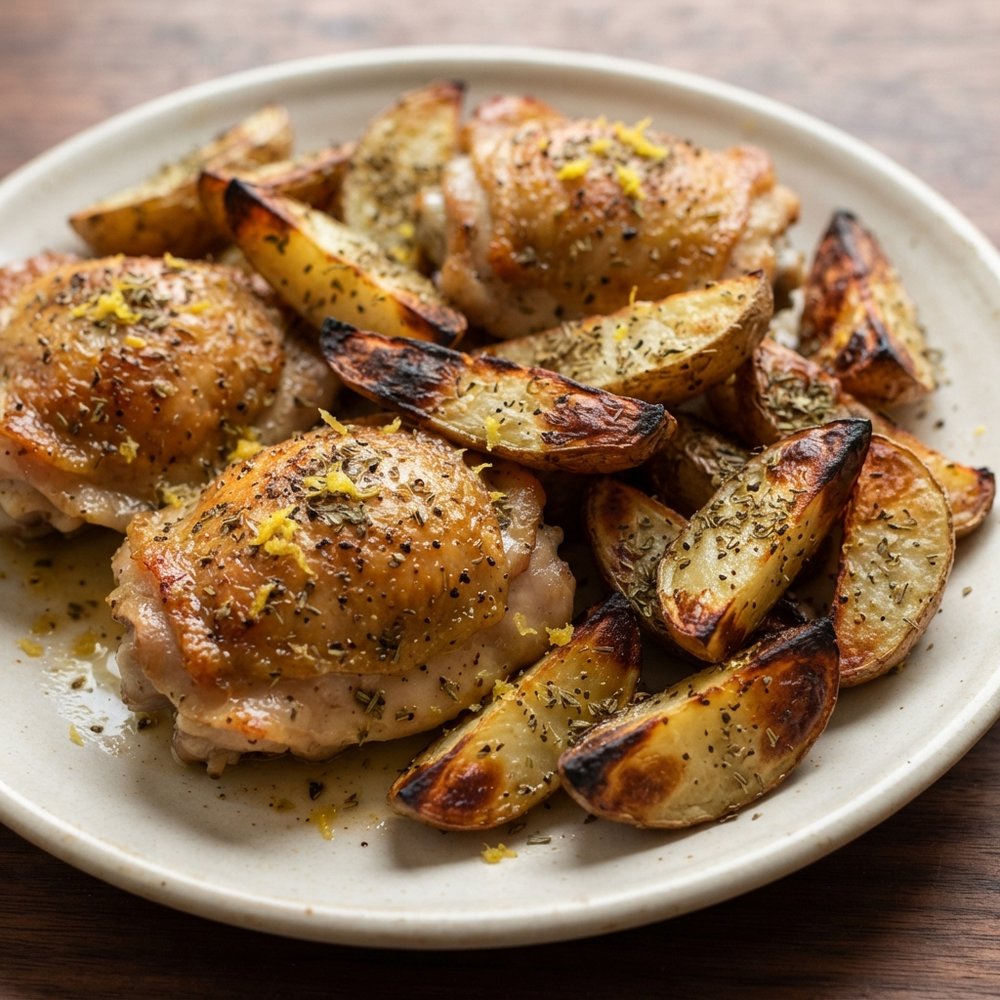 Citrus-Garlic Chicken Thighs with Roasted Potatoes