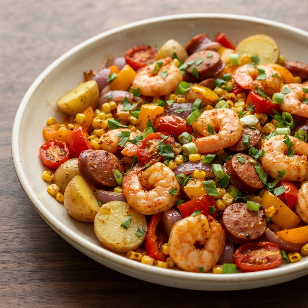 One-Pan Creole Shrimp and Andouille Roast