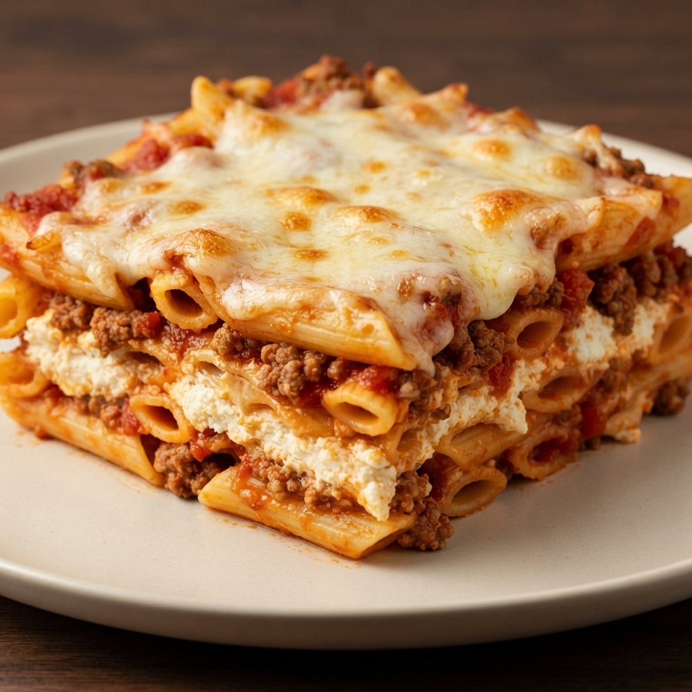Layered Penne Lasagna Bake