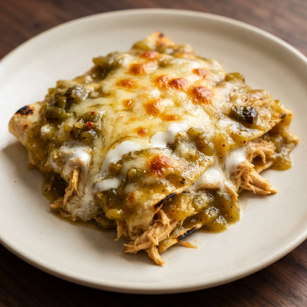 Quick and Easy Green Chile Chicken Enchilada Casserole