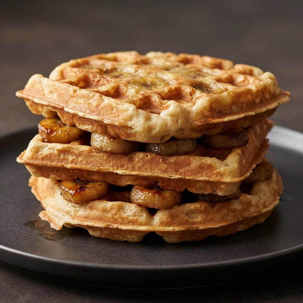 Golden Banana Waffle Stack