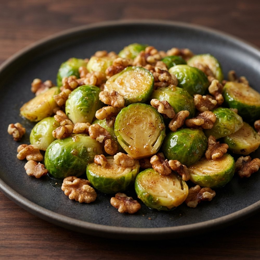 Mom’s Glazed Brussels Sprouts with Walnuts