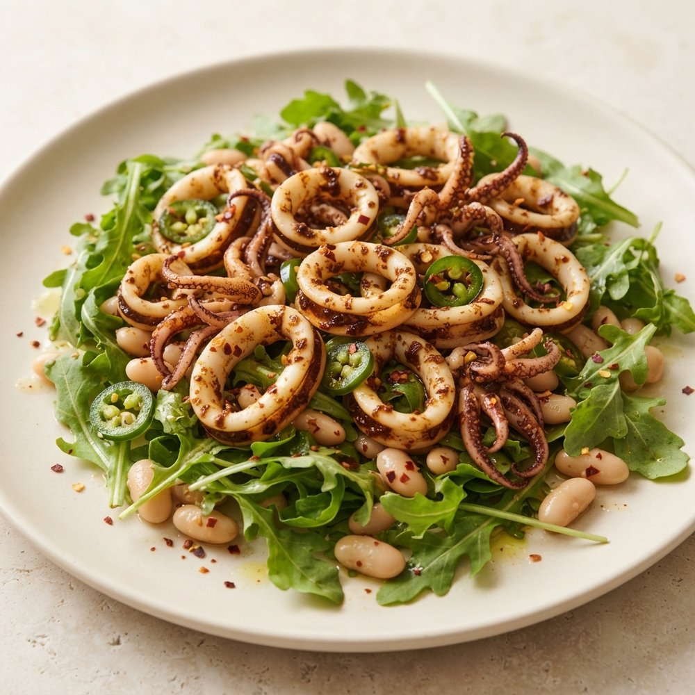 Toasty Calamari and Arugula Salad