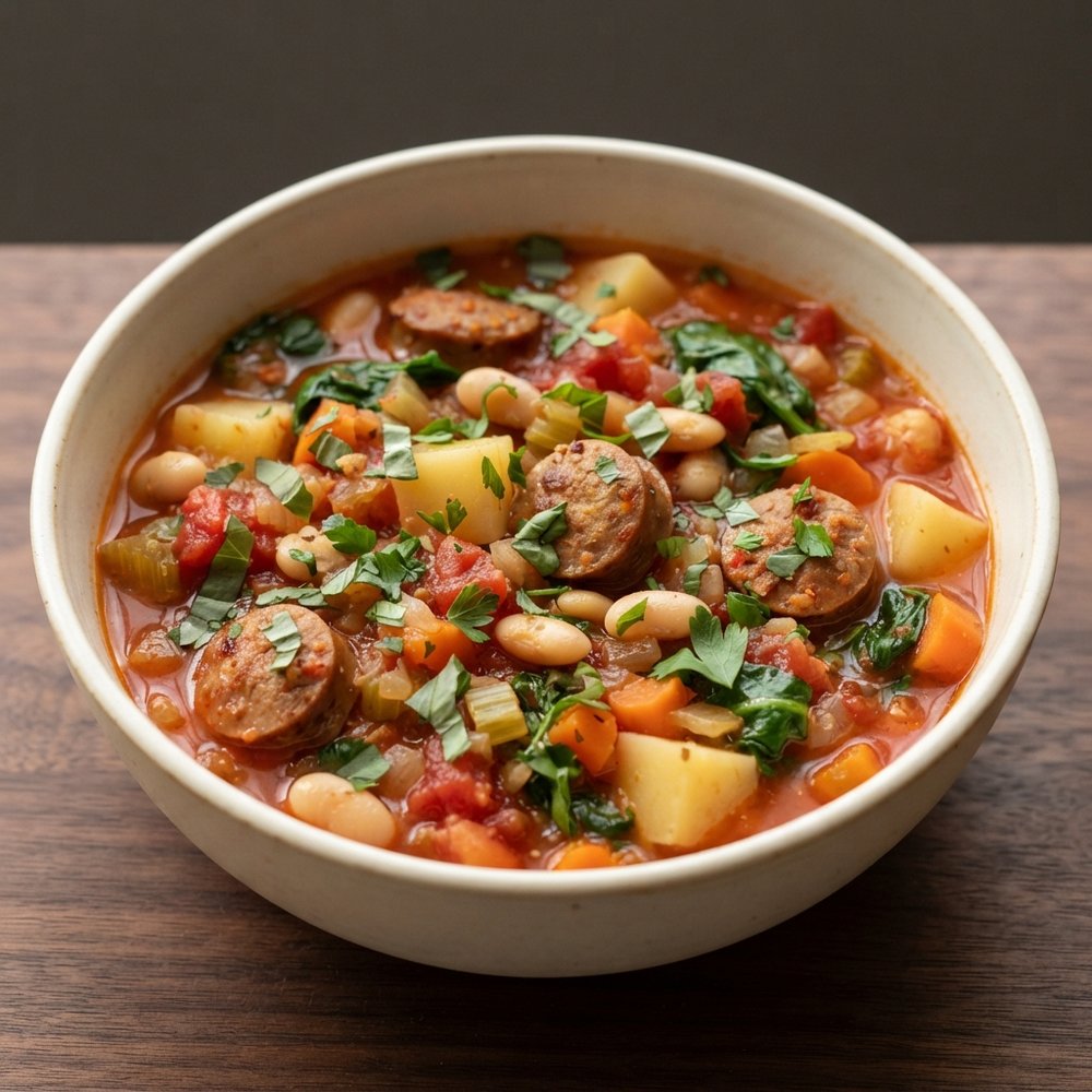 Hearty Bratwurst and Bean Soup