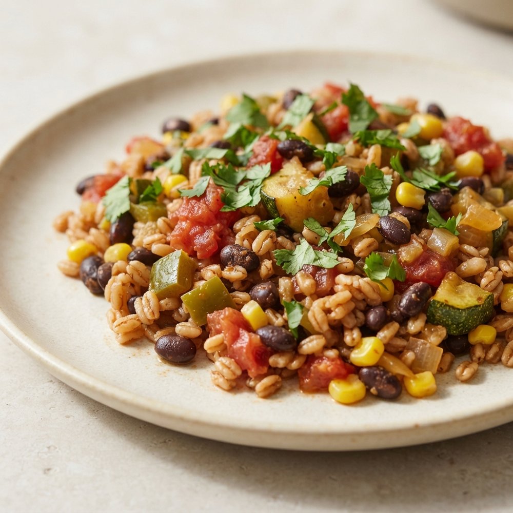 One-Pan Farro with Zucchini and Black Beans