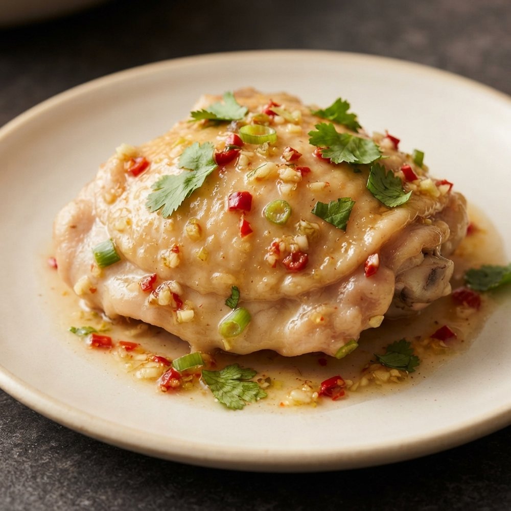 Coconut-Steamed Chicken Thighs with Chile-Lime Dressing