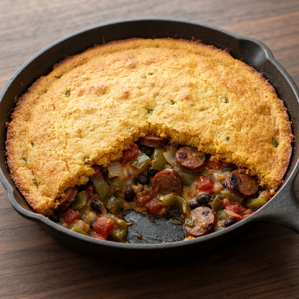 Western Skillet Cornbread Pie
