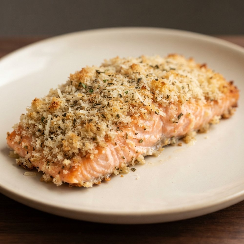 Crispy Panko-Parmesan Crusted Salmon