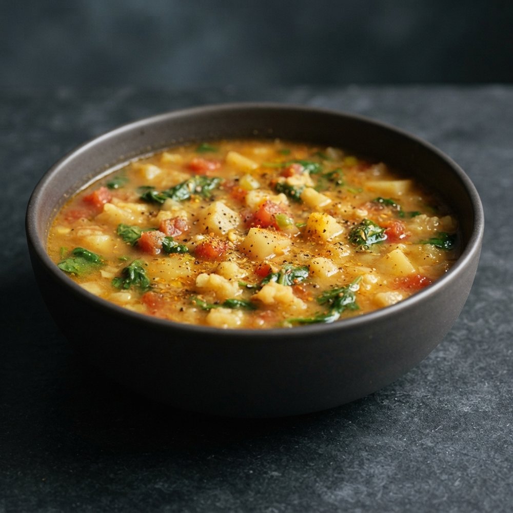 Spiced Potato & Spinach Soup