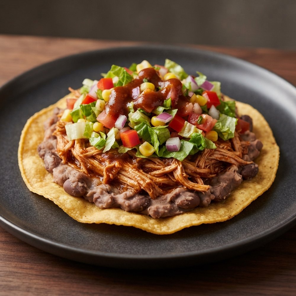 Crockpot Pork and Black Bean Tostadas