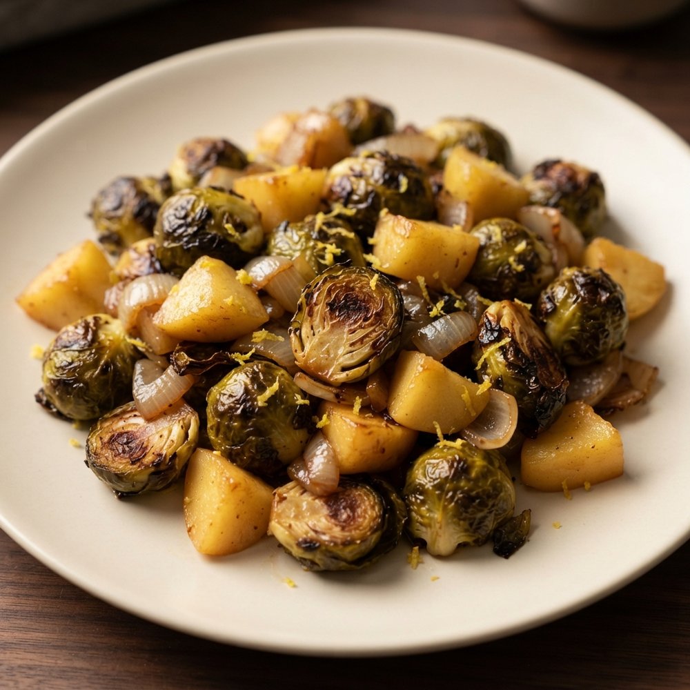Roasted Apples and Brussels Sprouts