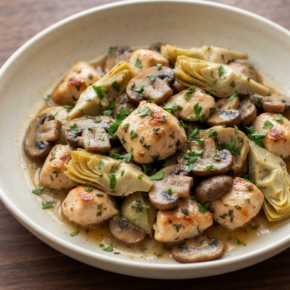 Artichoke and Mushroom Chicken Skillet