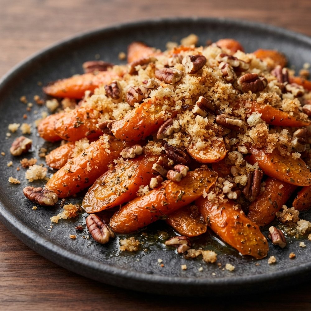 Roasted Carrots with Pecans and Panko