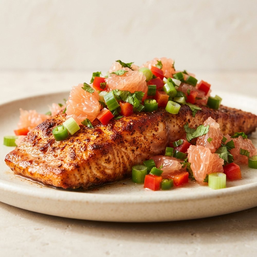Sweet and Spicy Salmon with Grapefruit Salsa