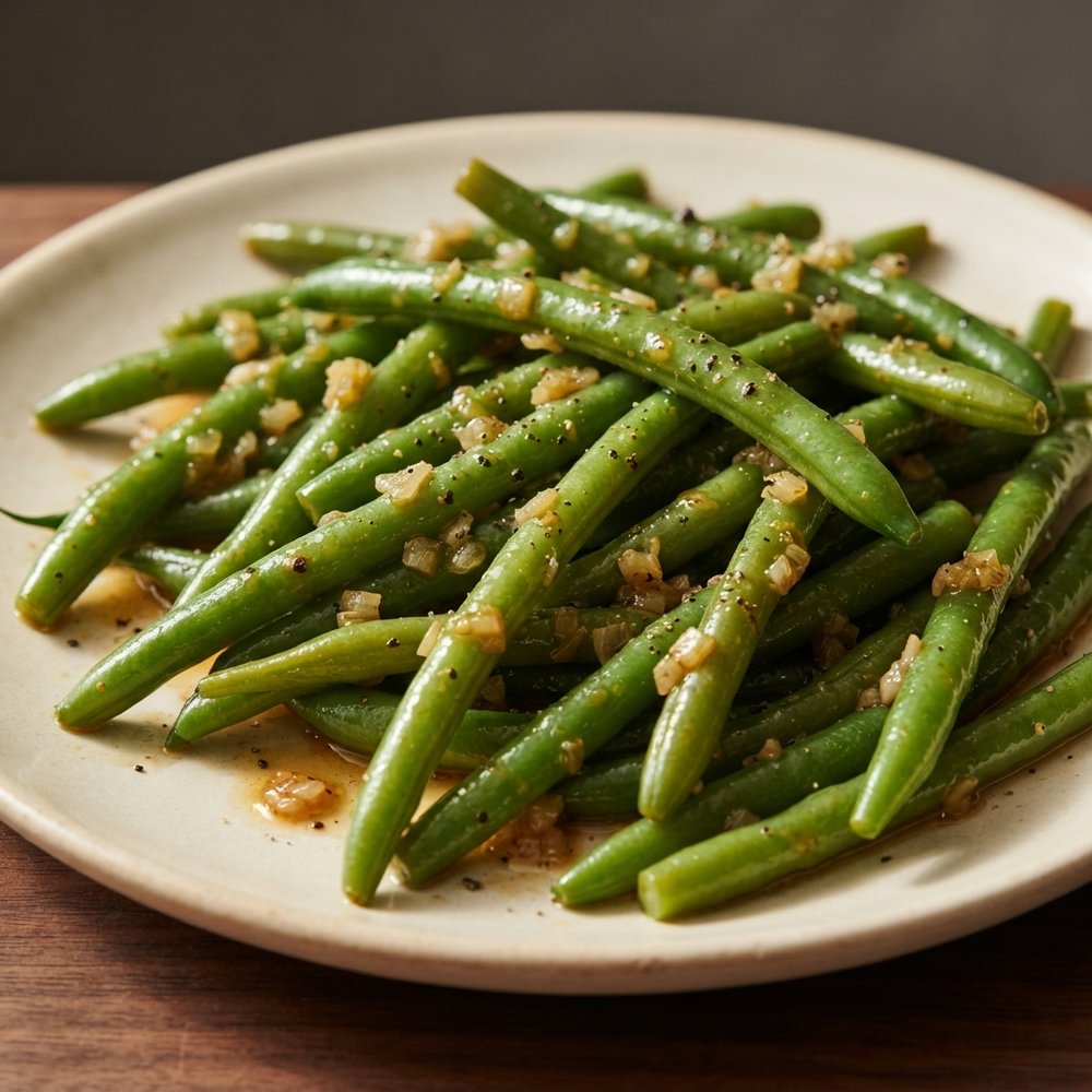 Green Beans with Hot Honey and Shallots