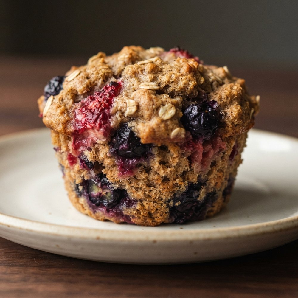 Whole Wheat Oat and Berry Muffins (Strawberry & Blueberry)