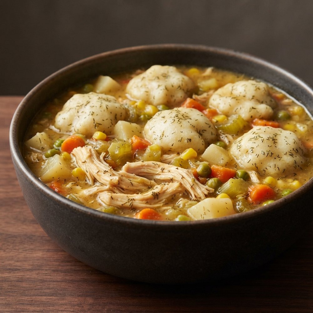 Hearty Chicken Stew with Dill Dumplings