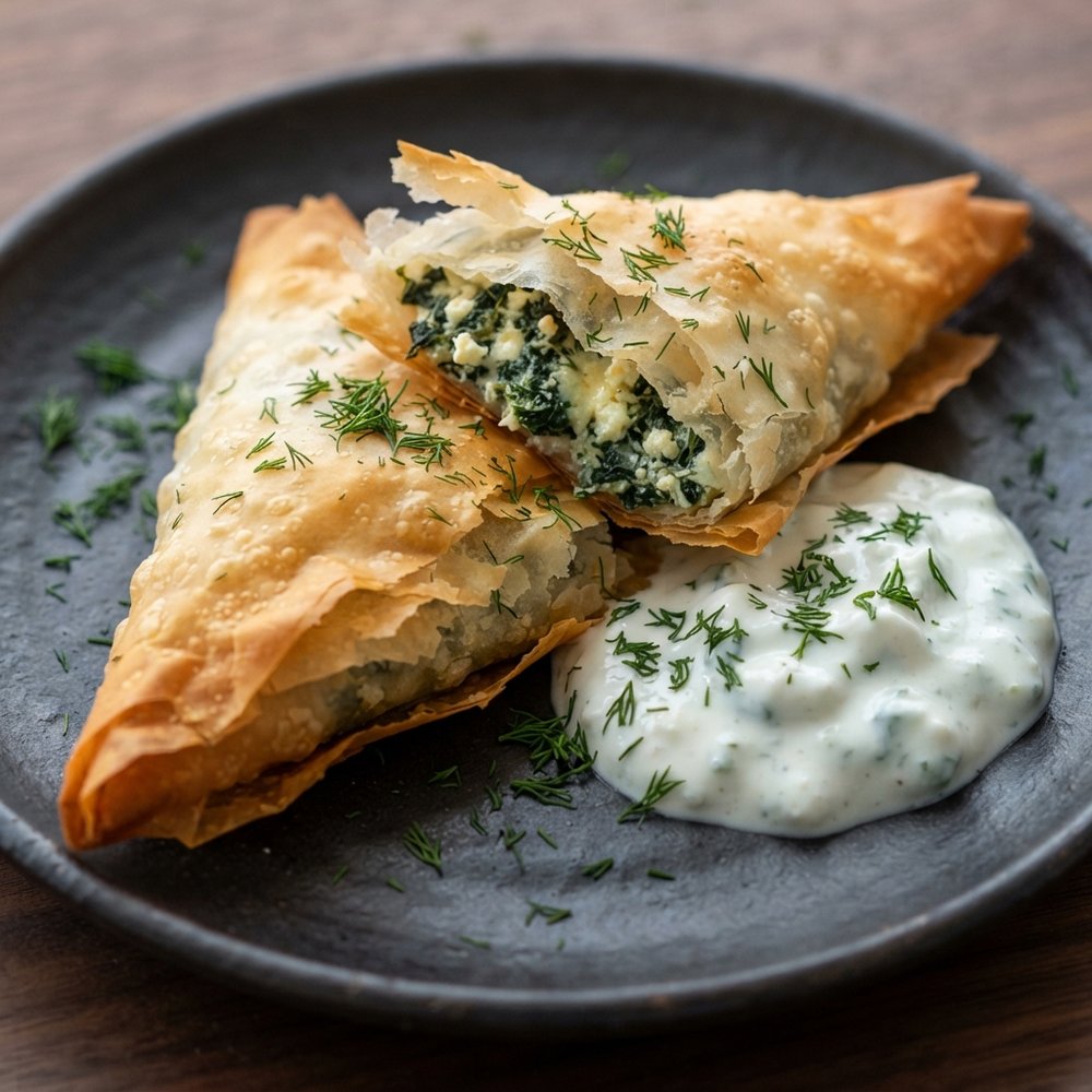 Air-Fried Spinach and Feta Phyllo Triangles