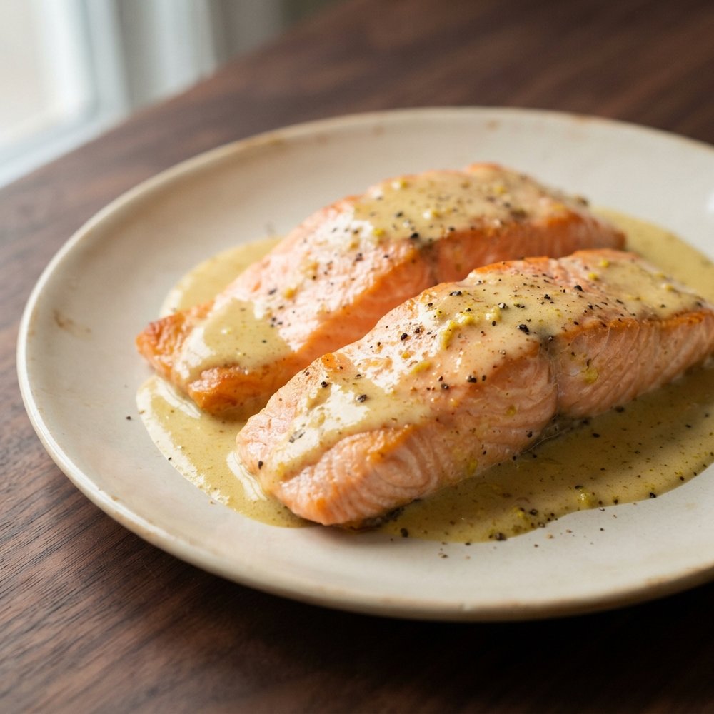 Skillet Salmon with Curry-Lemon Cream