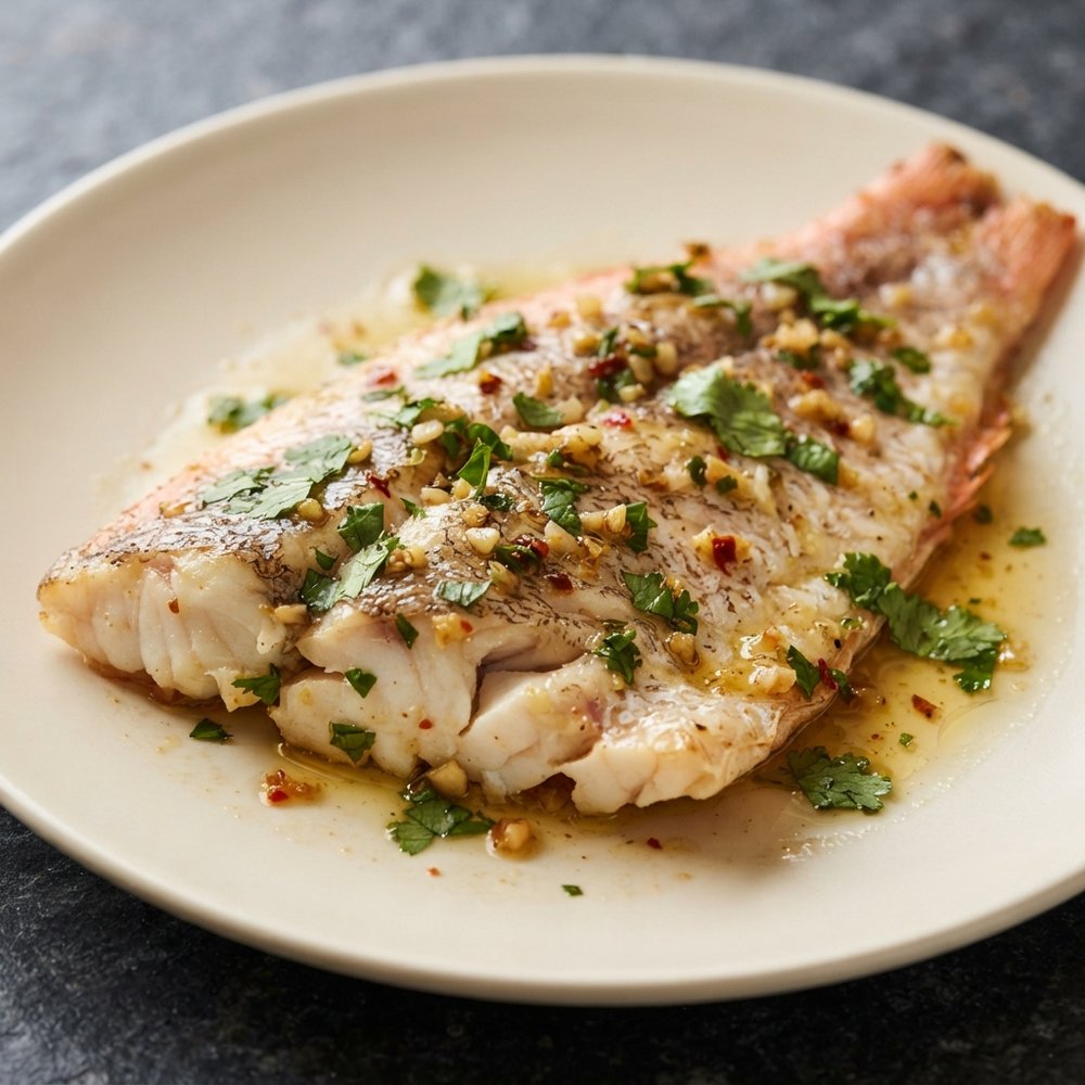 Oven-Baked Red Snapper with Garlic, Lime & Cilantro