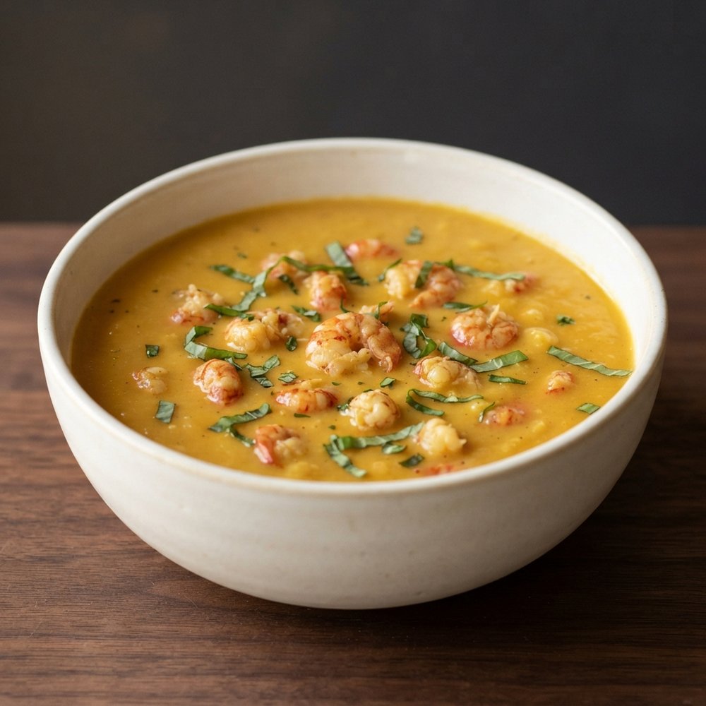 Roasted Acorn Squash and Crawfish Bisque