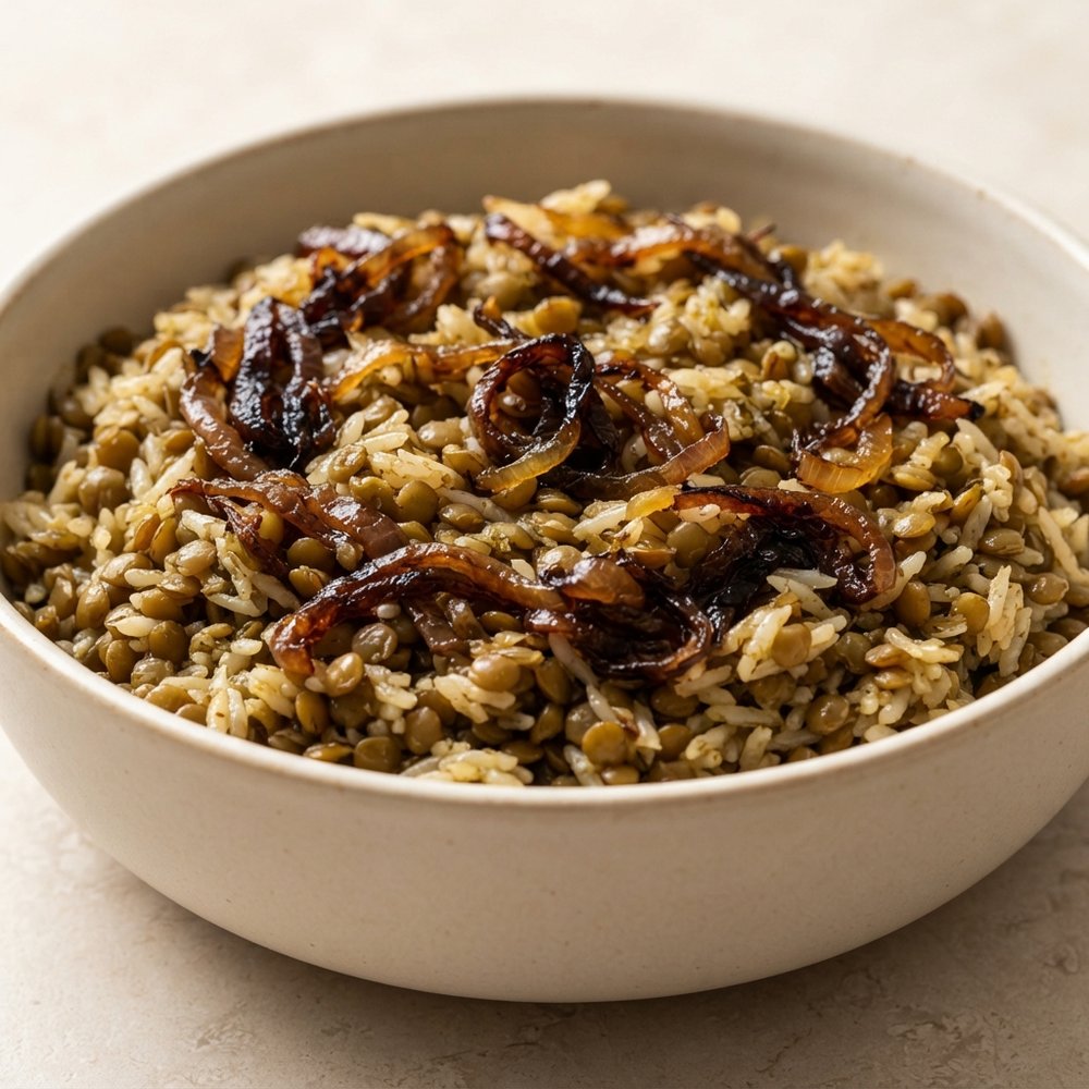 Green Lentils and Rice Assyrian Style