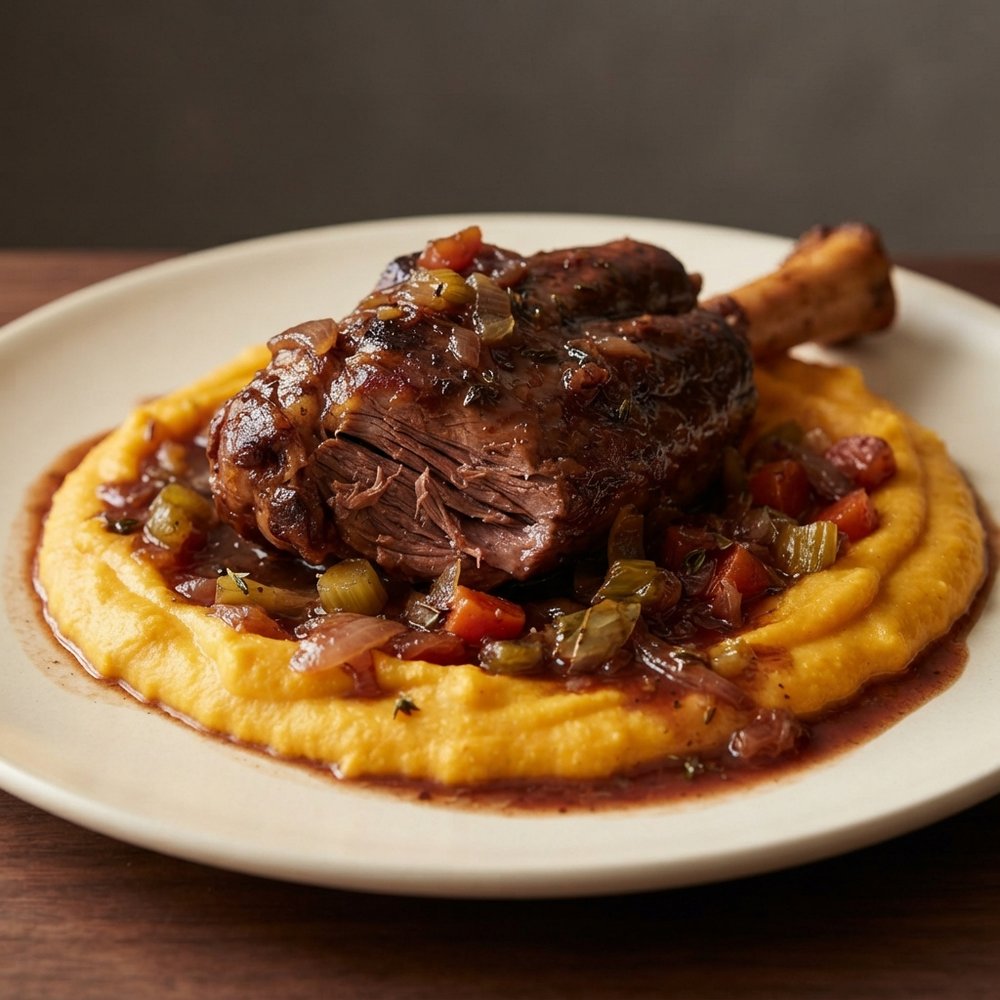 Red Wine–Braised Lamb Shanks with Silky Butternut Squash Purée