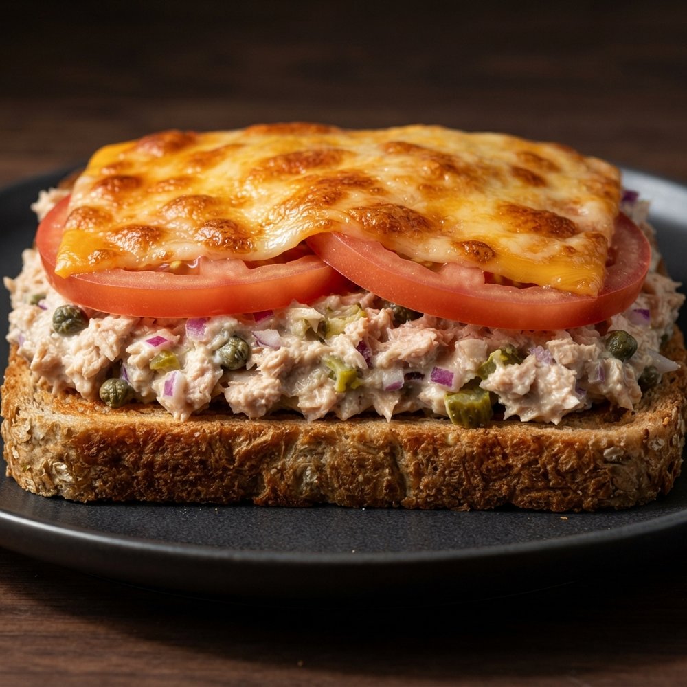 Toasted Open-Face Tuna Melt Sandwich