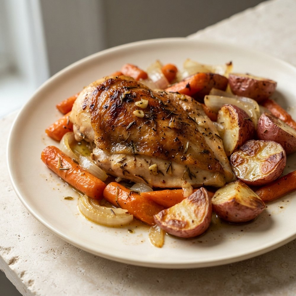 Oven-Roasted Chicken Breasts with Carrots and Red Potatoes