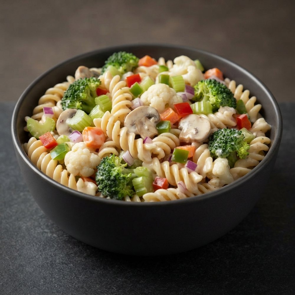 Creamy Veggie Fusilli Salad
